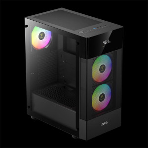 GAMDIAS AURA GC5 Mid Tower Gaming Case Display & App, ATX Tempered Glass PC Case ( Black )